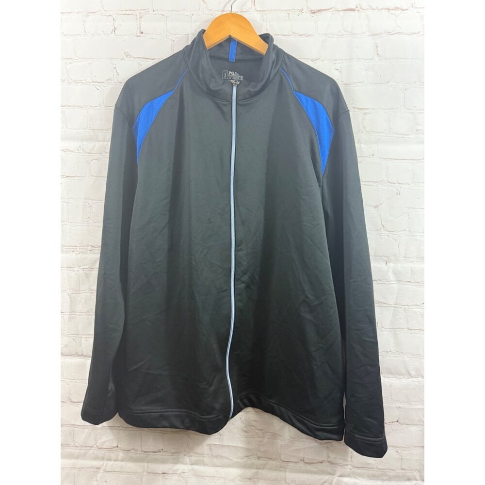 PGA Tour Golf Jacket Mens Size XL Black Blue Trim Full Zip Thick Mock Neck